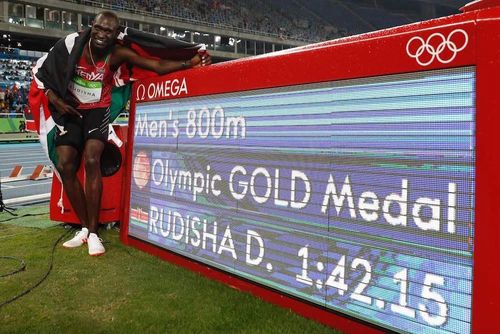 2016年8月16日里约奥运会男子800米决赛,大卫·鲁迪沙以1分42秒15的