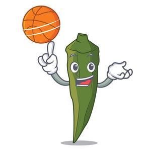 用蔬菜拼出字用篮球秋葵字卡通风格矢量插画照片