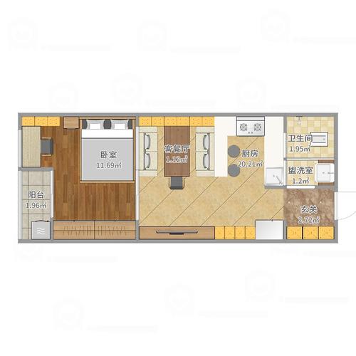 长方形公寓求改一房或二房,一厅,一厨,一卫