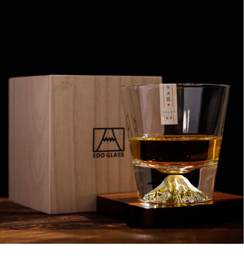 日式富士山杯威士忌酒杯手工水晶玻璃杯江户硝子雪山杯日本洋酒杯富士