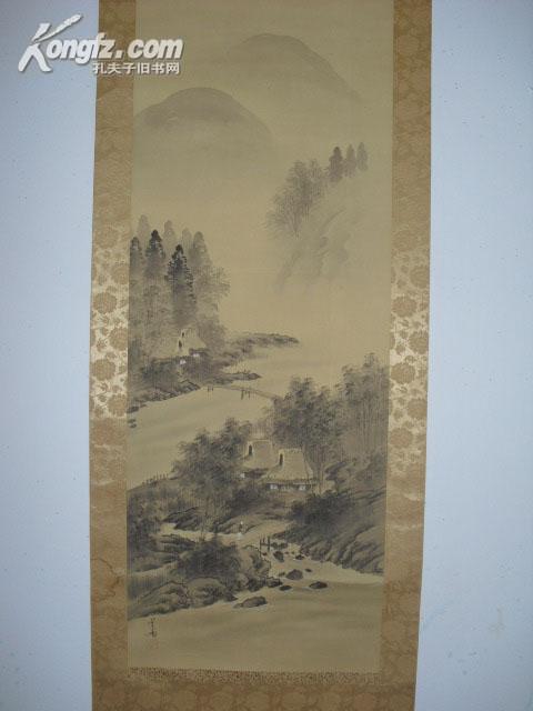 【图】昭和时代日本著名水墨画家光阳精细山水图 绢本绫裱 111x41厘米