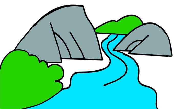 长江怎么画的小河流水风景简笔画大全