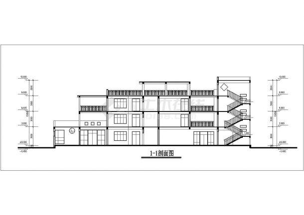 天津某学校3500平米4层砖混结构教学楼平立剖面设计cad图纸_教育建筑