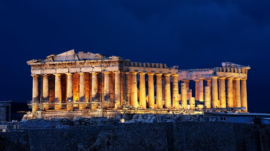 地点国家希腊城市athens艺术设计建筑雅典卫城帕台农神庙自然夜晚