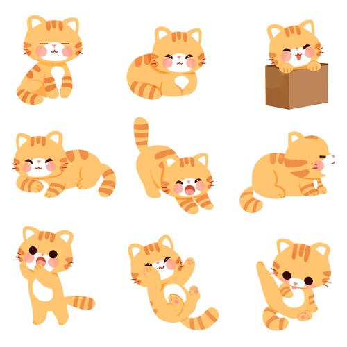 可爱卡通猫咪橘猫宠物动物元素组合gif动态图卡通动物元素组合