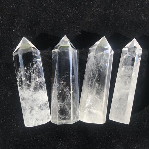 厂家直销8—9cm天然白水晶透明单尖头柱子白水晶柱家居办公摆件