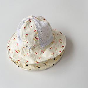 婴儿帽子夏季薄款儿童渔夫帽半网透气男女童遮阳防晒帽户外宝宝帽