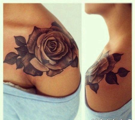 黑玫瑰纹身图案女性纹身十分唯美的黑玫瑰纹身图案