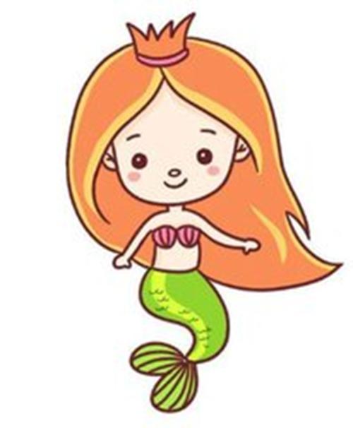 海底世界里的美人鱼公主简笔画画法步骤步骤教程美人鱼公主的简笔画