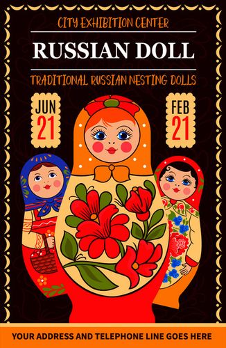 马蒂洛什卡俄罗斯传统海报与绘画风格的艺术作品装饰框架俄罗斯娃娃与