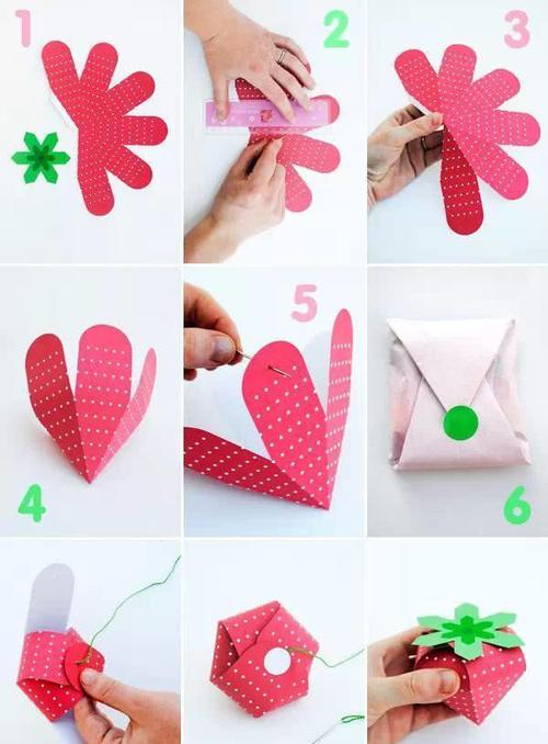 圣诞草莓盒子折纸