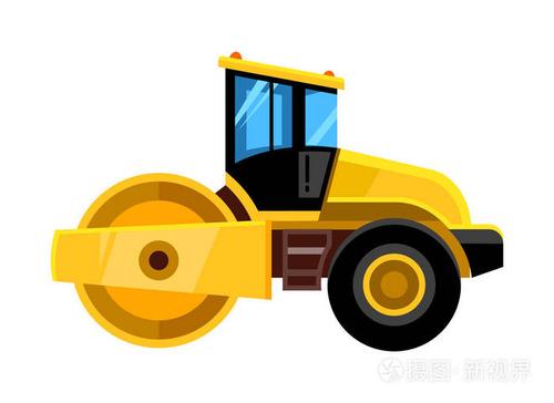 压路机.建筑车辆用黄色建筑沥青压路机运输车