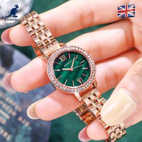 英国袋鼠品牌2023年新款手表女款轻奢小众复古复古时尚小绿表防水