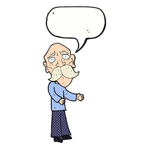 卡通孤独的老人与讲话泡泡照片