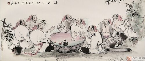 酒仙图 酒中八仙国画 - 关公/寿星 - 99字画网