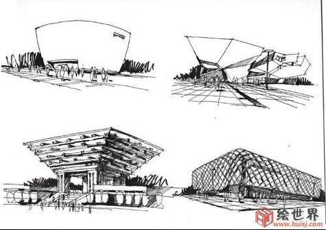 北京世博会中国馆简笔画