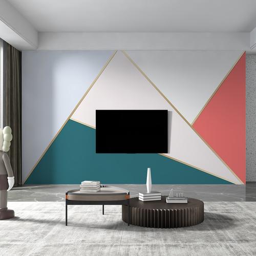 2022新款轻奢壁画 简约几何线条拼色影视墙布 客厅电视背景墙壁纸