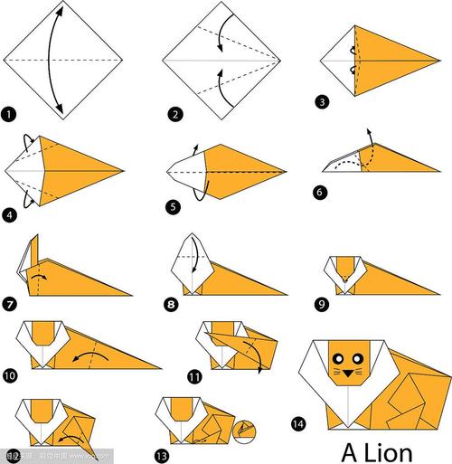 步骤说明如何折纸狮子