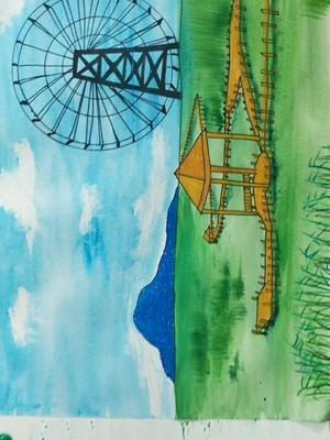 家乡最美太湖材料素描纸油画棒水粉勾线笔创意儿童画少儿美术