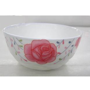 红杜鹃水纹碗4.5寸陶瓷饭碗微波碗 实用耐用批发潮州