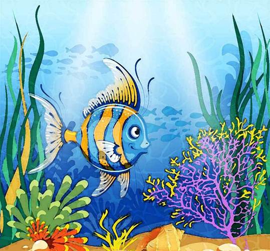 主题是"海洋与航海\海底世界_儿童画水粉画作品-儿童教育资源网-54kb