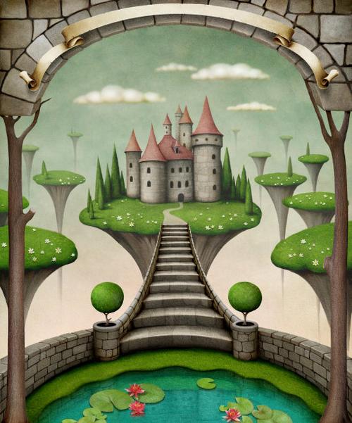 城堡 童话插画素材_图片id:105771046