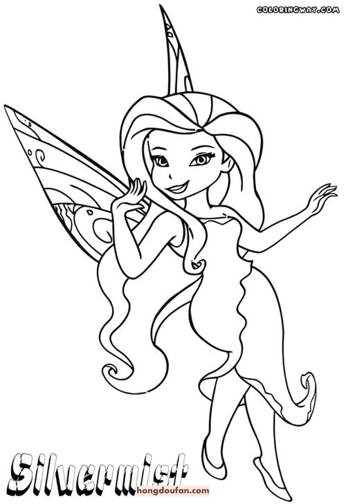 9张带着小翅膀的精灵仙女卡通涂色图片下载