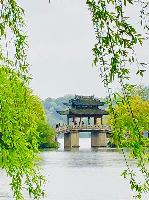 杭州苏堤与颐和园西堤上的两座垂柳玉带桥真是一对孪生的绝代佳人.