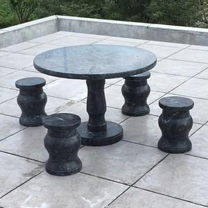 户外庭院石桌石凳花园公园别墅天然大理石家用圆桌子椅子室外石雕