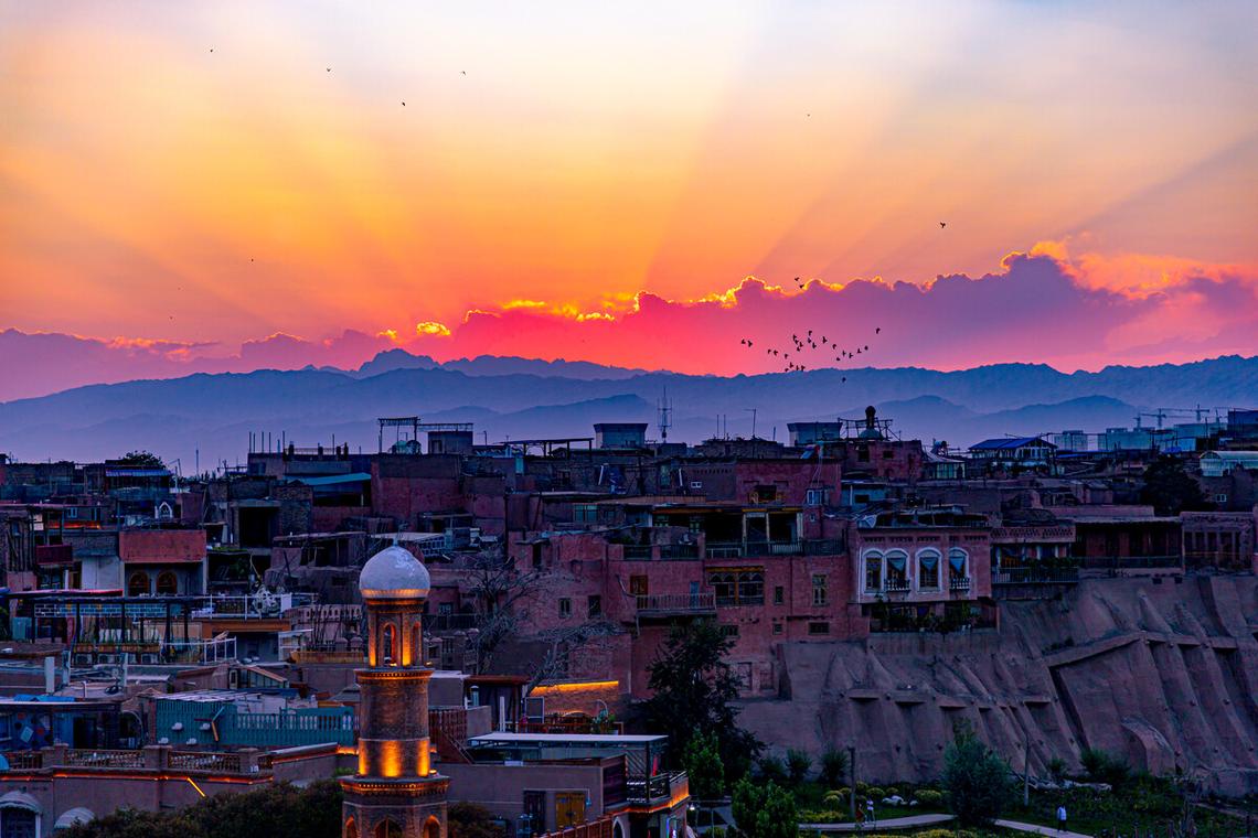 喀什晚霞摄于新疆喀什古城