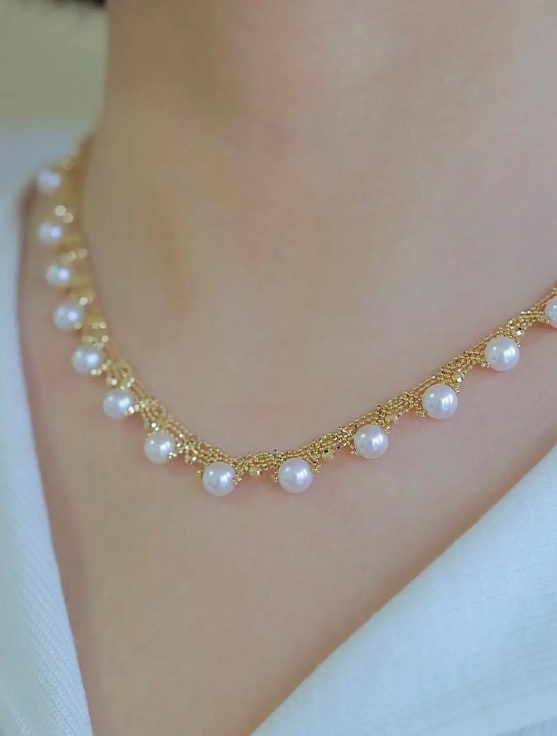 【18 k金蕾丝工艺编织珍珠项链】日本进口蕾丝精炼纯手工编 - 抖音
