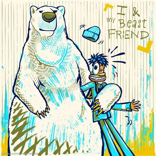卡通北极熊与男人图片