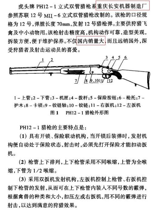 经过小编的一番研究    推测此枪为国产虎头牌    ph12-1立式双管