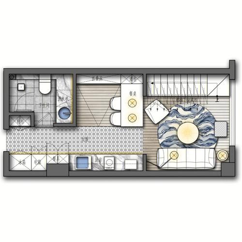 一字型直筒型loft单身公寓平面图–5