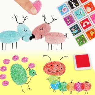 正方形彩色印台印章印泥幼儿园儿童手指纹画手工材料ef25200
