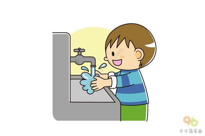 简笔画讲卫生勤洗手简笔画洗手儿童画怎么画洗手简笔画图片小孩洗手