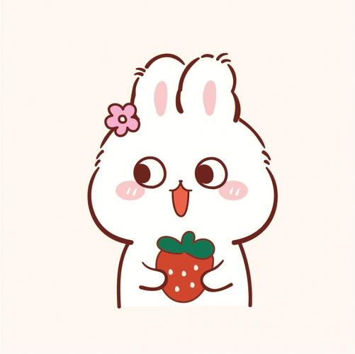 萌小兔子爱草莓卡通可爱插画设计头像分享