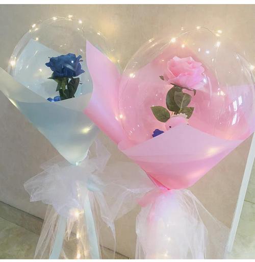 20寸发光透明波波球 情人节婚房布置玫瑰花束气球地推小礼品批发