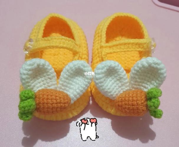 针织婴儿鞋可爱的胡萝卜兔耳朵