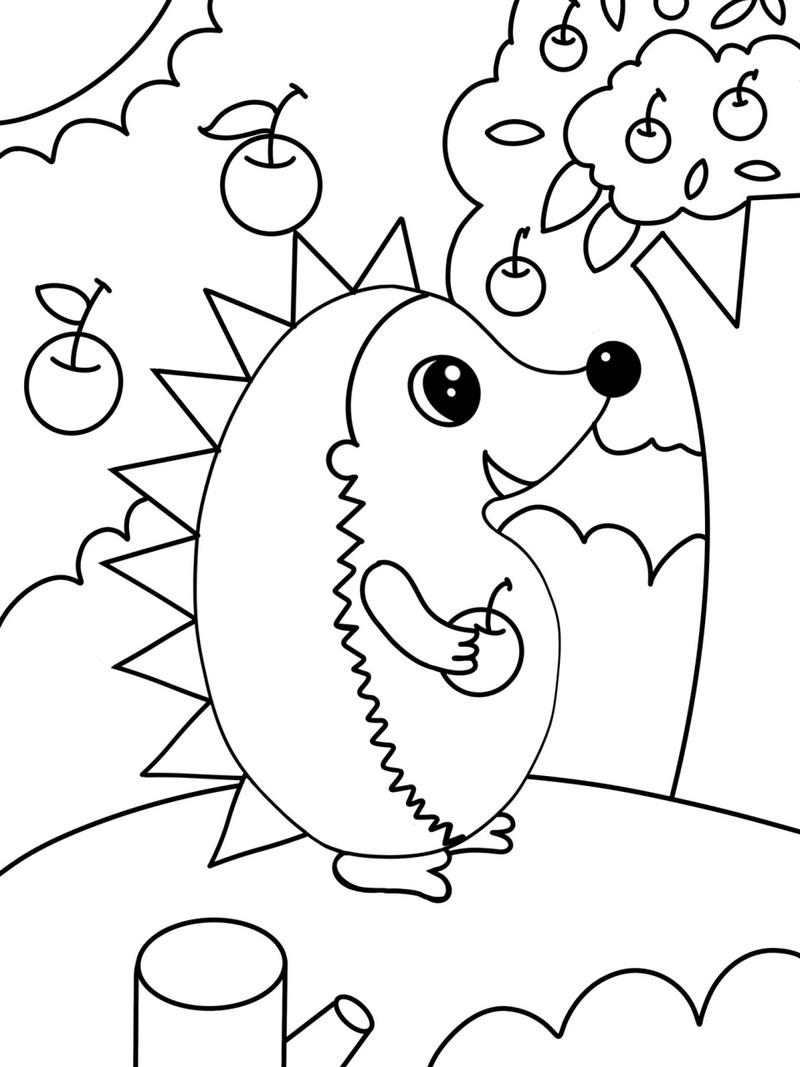 刺猬02儿童画 简单 创意画 简笔画 带线稿哦 适合4～6岁小朋友#儿童