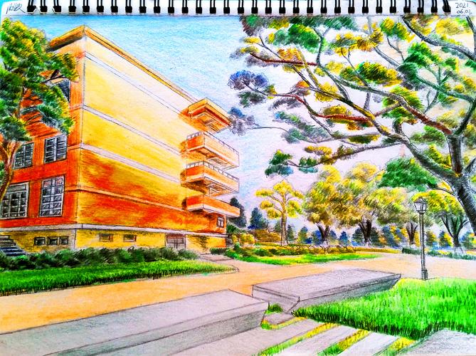 手绘里的校园-华南理工大学(a4彩铅)|纯艺术|绘画|mr汤俊文 - 原创
