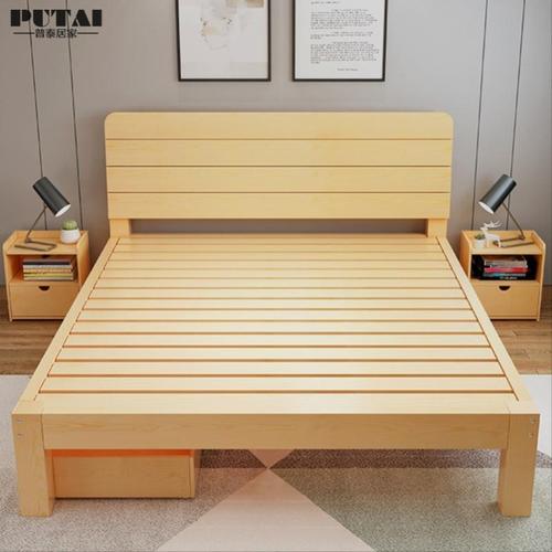 一米床原木床免漆实木双人床出租房2米经济型组装实木床