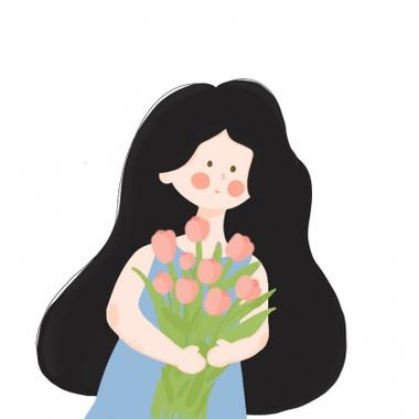 创意手绘拿花头像拿着花或者植物的卡通人物头像图片