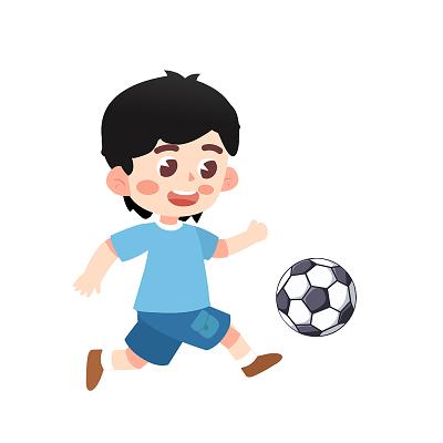 小朋友踢足球 开心玩耍 运动 卡通人物 png素材小孩儿童