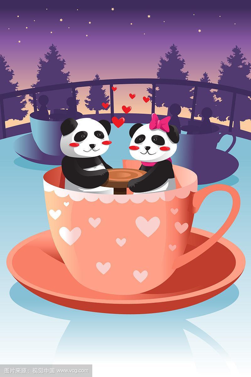 可爱的熊猫恋爱