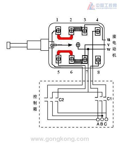 电动葫芦上面有个断火器,其接线原理并不复杂,下面是一般的接线原理.