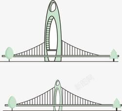 建筑大桥广州地标猎德大桥广州特色建筑广州剪影高清图片