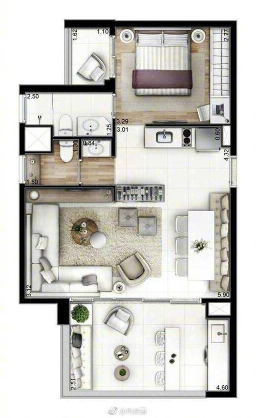 单人公寓,平面布置图,室内设计