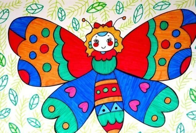 彩色的蝴蝶儿童画,图片,儿童画教程-学笔画