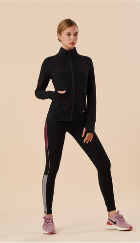 2019瑜伽服外套女秋冬健身运动立领拉链开衫高弹 黑色 s